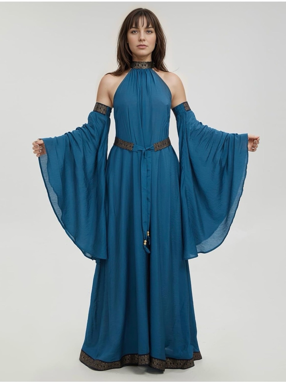 Medieval Renaissance Dress Costume Elf Off Shoulder Belt and Sleeves - Picture 3 of 7